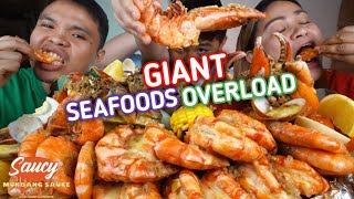GIANT SEAFOOD OVERLOAD, Sugpo, Crab, Hipon, Mussel, Clam By SAUCY - Mukbang Sauce