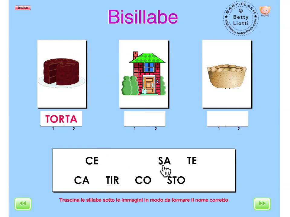 Schede Didattiche Parole Bisillabe Piane Con Immagini ...