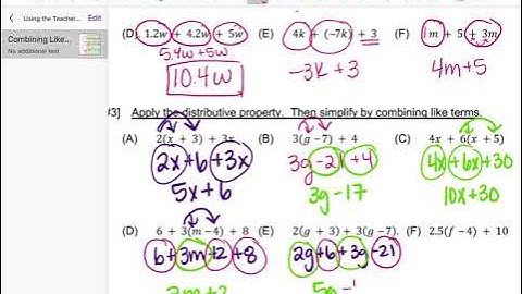 Combining Like Terms - Video Notes