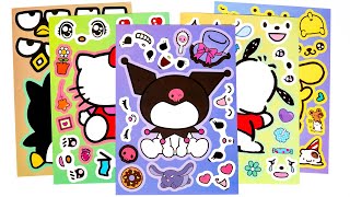 [🐾paper diy🐾] Kuromi, Melody 💜 Decorating Sticker Book With Hello Kitty, Kurami, Melody ASMR