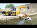 Jcb 3dx Loading Parle G Tractor | Bolero Pickup Accident Bridge River Pulling Out Jcb Gadi ? CS Toy