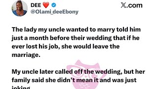 Teachable Tuesdays Reddit/Threads series Ep. 13: Unc cancelled the wedding because……