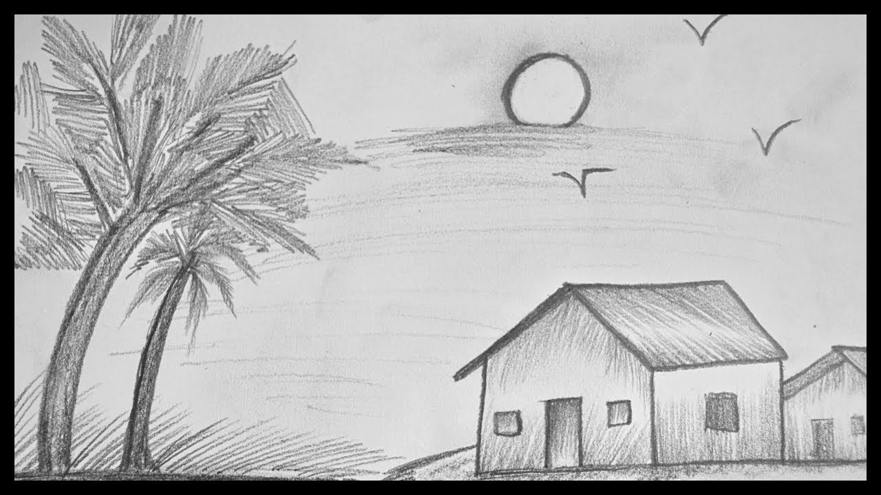 Pencil Shading Drawings || Scenery Drawing || Pencil Sketching ...