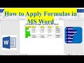 How to Use Formulas in MS Word | Calculation through Formula in MS Word
