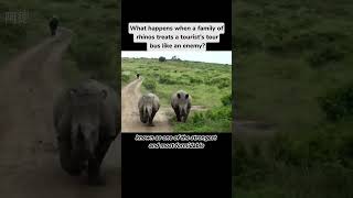 When Rhinos Take on a Tour Bus: Nature’s Bold Encounter #animals