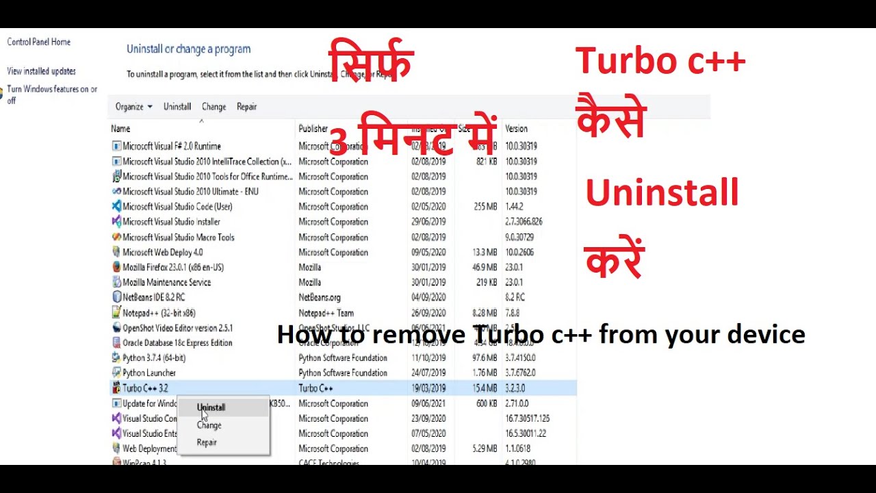 Turbo c++ kese uninstall kre how tu remove c++ from your devce turbo ...