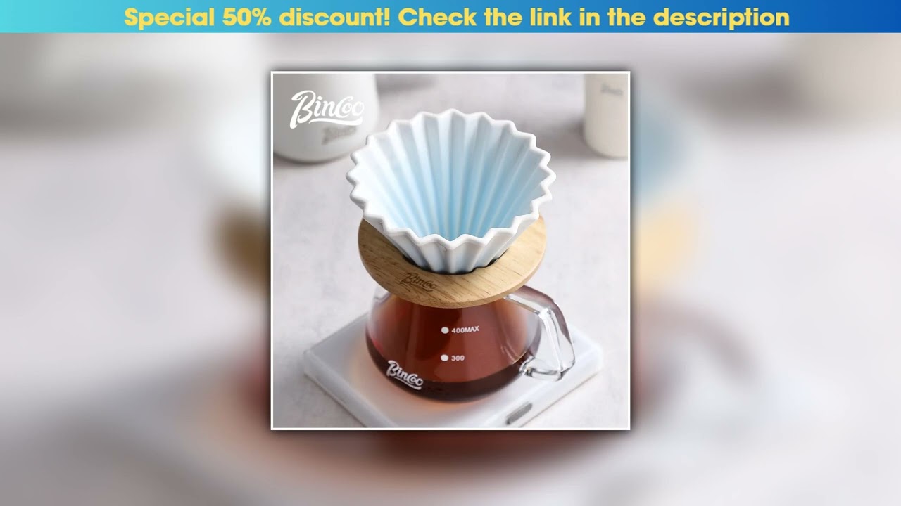 Flash Sale Bincoo Gradient Origami Dripper Ceramic Cone & Flat Bottom Design with Paper Filters for