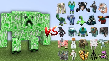 Mutant Creeper Golem vs All Mutant Mobs in Minecraft Mob Battle