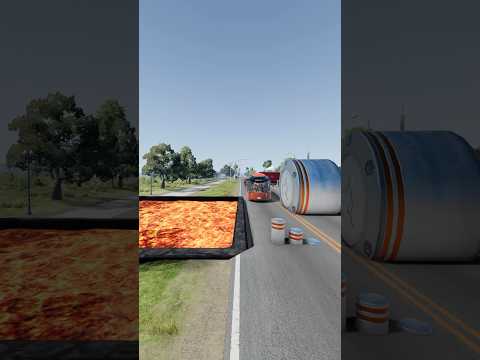 City Bus & Ambulance Van vs Hydraulic Crush & Lava