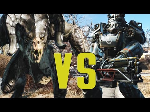 Fallout 4 - Deathclaw VS Brotherhood of Steel Knight - NPC Battle