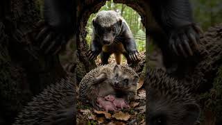 Honey Badger Finds a Hedgehog Family 😱 Wild Forest Moment!