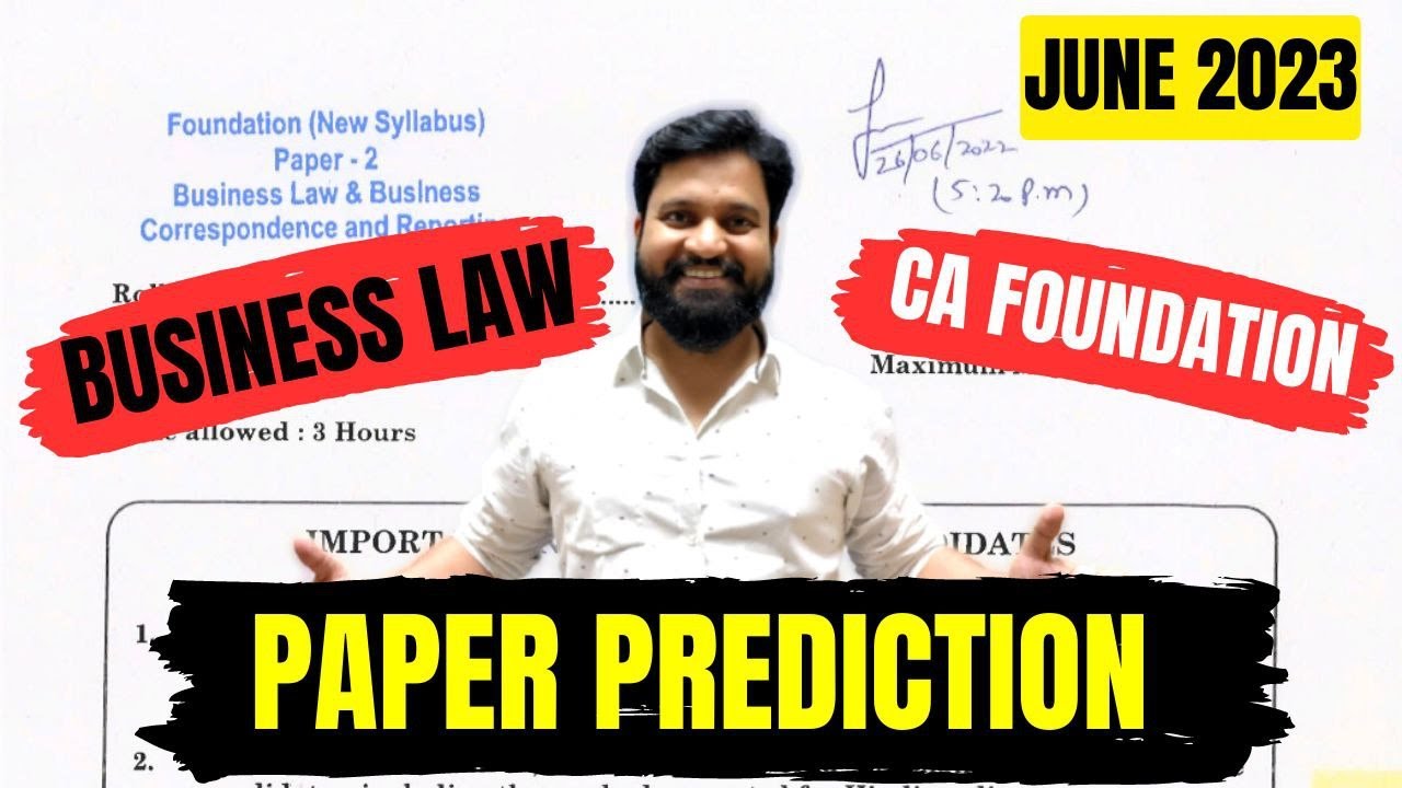 PAPER PREDICTION I CA Foundation June 2023 Business Law Paper I CTC
