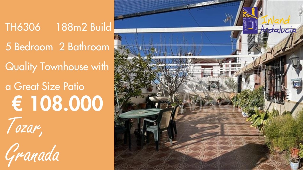 108K, Quality 5 Bedroom 2 Bath House + Big Patio Property for sale in Spain inland Andalucia TH6306