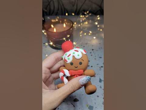 новогодняя игрушка. пряничный человечек из воздушного пластилина ...