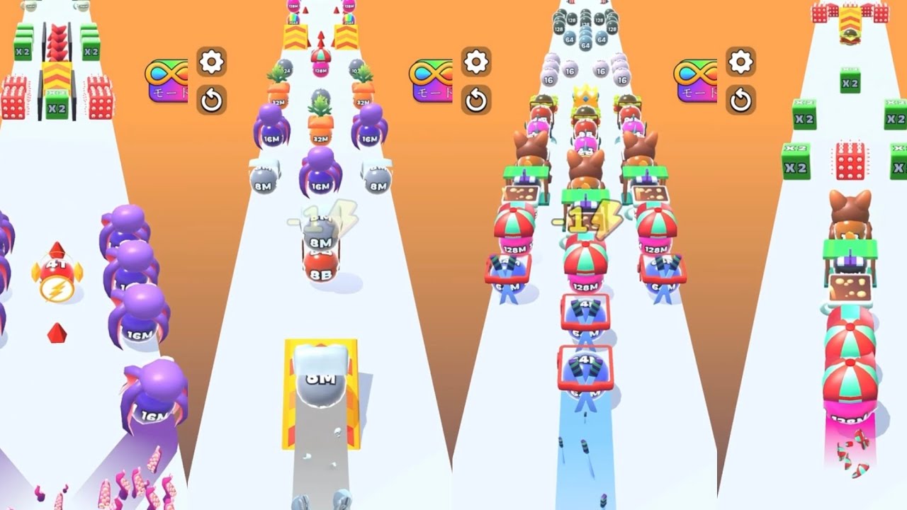 Jelly Run 2048 Infinity ゼリーラン2048 4-split screen - YouTube