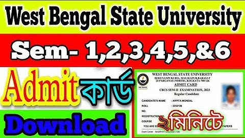 Admit Card Download Semester 1 2 3 4 5 & 6 College Admit Card Online Download Exam Admit#wbsu 6th