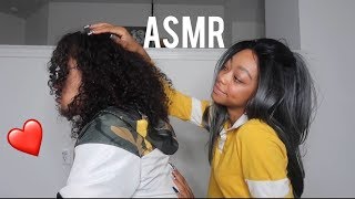 ASMR | how I style my boyfriends curly hair! ( into a bun ) 💆🏻‍♂️😍 | Relaxing voiceover