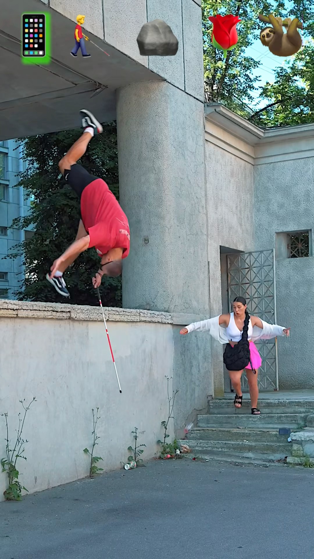 Stunts with Emojis pt.64??#kiryakolesnikov #prank #funny #comedy #stunt #parkour #flip