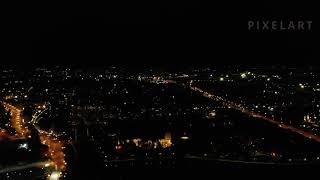 Ночной Калининград с высоты птичьего полёта, съёмка с квадрокоптера