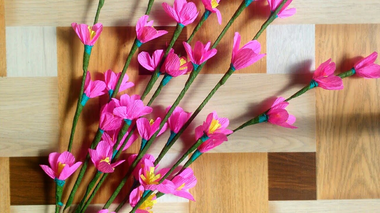 How To Make Cherry Blossom Flowers At Home Crape Paper Home Decor