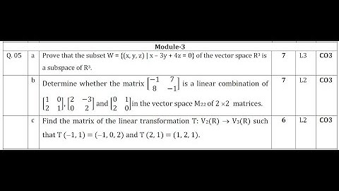 Q. 5C Vector Space | Solved VTU Model question paper Set 1 (Module 3) for CSE stream