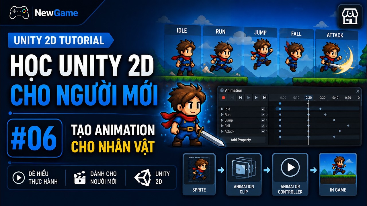 Học Unity 2D Cho Người Mới — #06 Tạo Animation Cho Nhân Vật - YouTube
