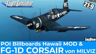 Milviz FG-1D CORSAIR & POI Billboards Hawaii Mod  FLIGHT SIMULATOR deutsch