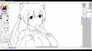 Speedpaint Twintailed Neko - Lineart Timelapse