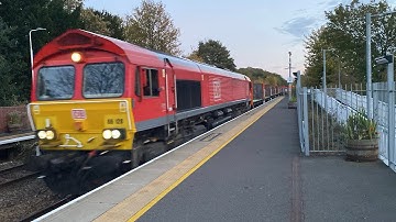 DB cargo 66128 4E25 Bow Depot to Heck Plasmor with 24 empty PNA wagons 16;56 11E Lea Road 27/10/2025