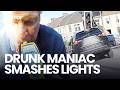 Reckless drink driver DESTROYS traffic lights during dangerous multi car crash