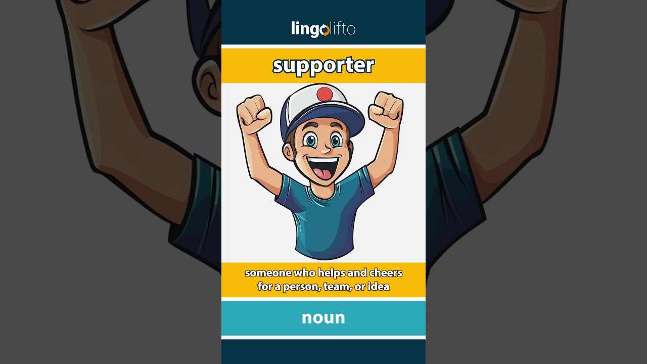 🇬🇧 Supporter Meaning : Flash Card : Learn English Vocabulary