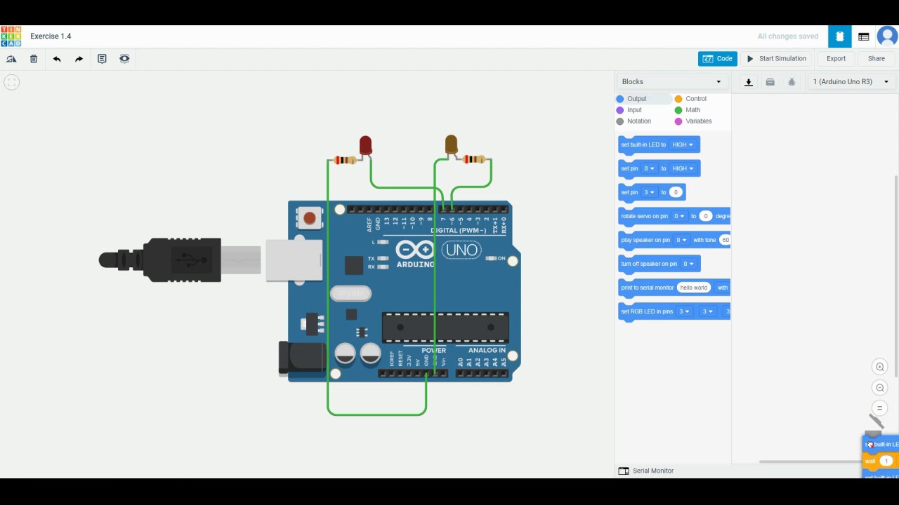 TinkerCAD Tutorial: LED, Resistor and Arduino Coding using Blocks - YouTube