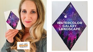 Watercolor Galaxy Landscape | How to Paint a Galaxy For Beginners