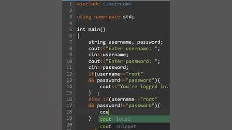 Username and Password Login in C++  #shorts #asmrprogramming #asmr #ytshorts