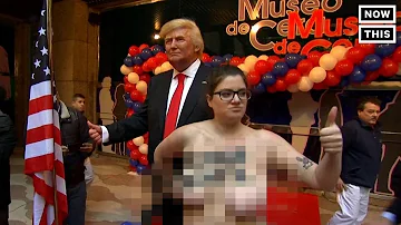 Topless Woman Protests Wax Trump Statue | NowThis