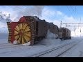 Snow Plowing-trainfart original-Dampfschneeschleuder Xrot d 9213 und Bernina Krokodil - Zug, train