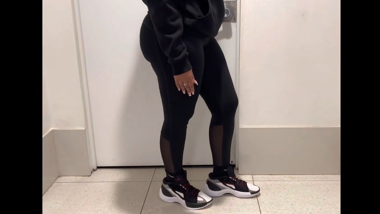 Jordan Zoom Separate Black Sky Grey Basketball Shoes on Feet