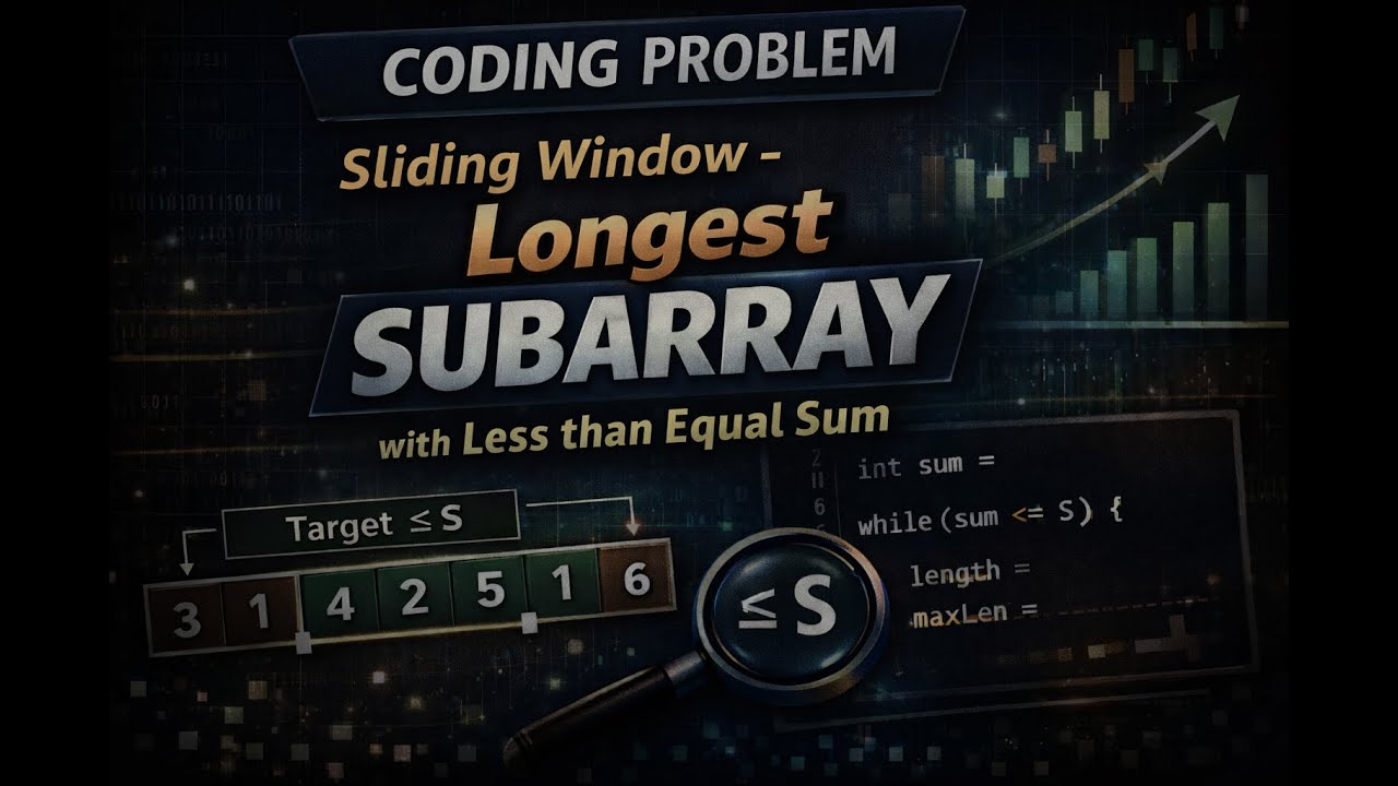 4 - Sliding Window Approach - Longest Subarray with LTE sum - YouTube