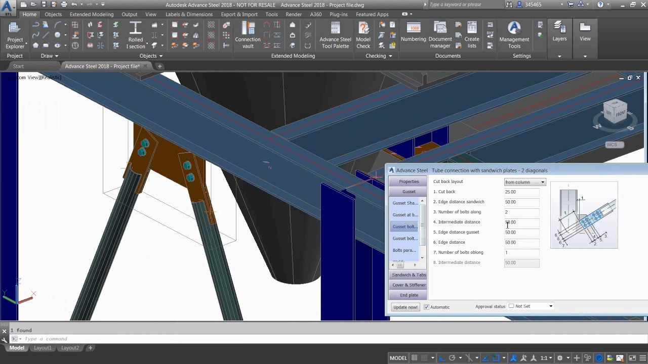 Getting Started with Advance Steel: Part 28 - Modifying gusset plate dimensions - YouTube