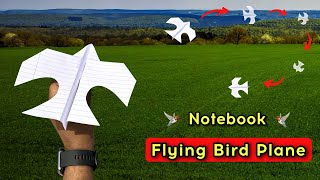 Notebook bird, flying paper bird plane, best flying notebook paper bird airplane, best paper plane
