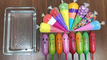 MIXING RANDOM THINGS INTO CLEAR SLIME!! RELAXING SLIME WITH FUNNY BALLOONS!