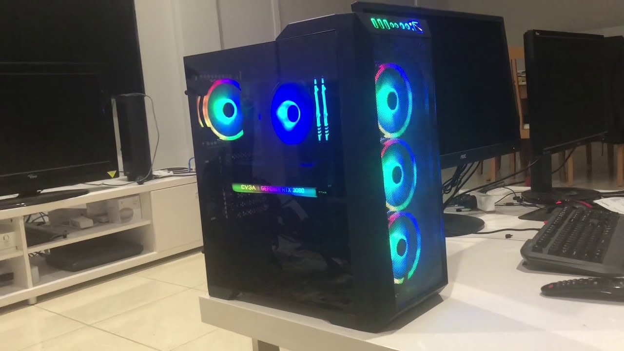 RTX 3080 FTW 3 i9 10900 16GB Gaming PC with RGB and Tempered Glass (night) 