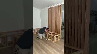 Rénovation salon en bois sur mesure #bricolage #renovation #construction #artisan #travaux