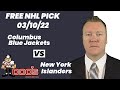 NHL Pick - Columbus Blue Jackets vs New York Islanders Prediction, 3/10/2022 Free Best Bets & Odds