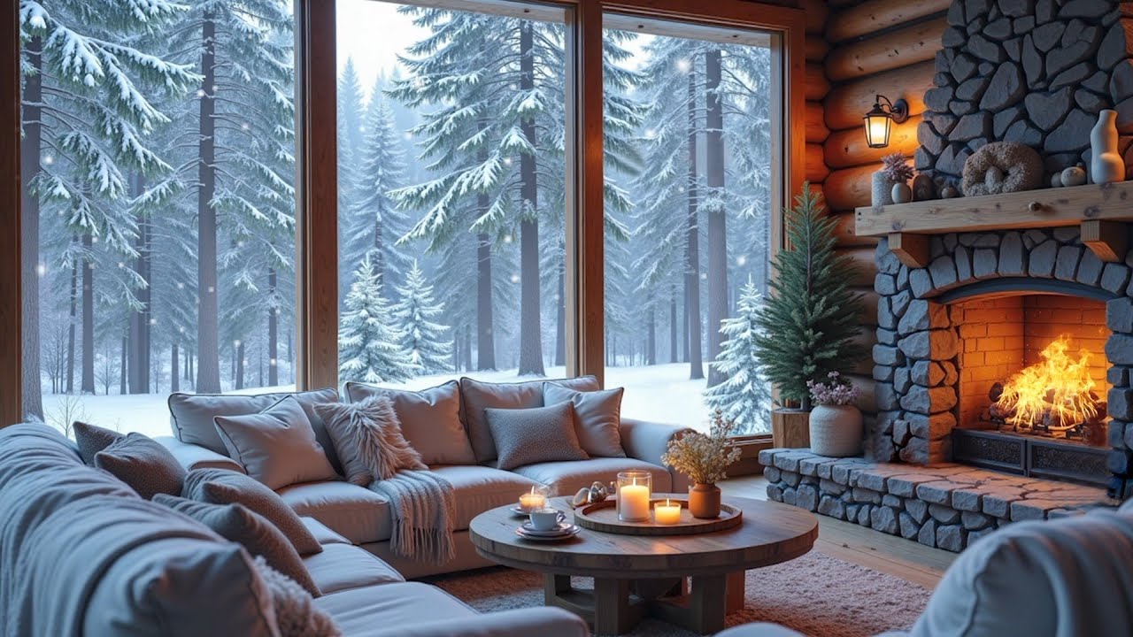 Инструментальная джазовая музыка 2026 | Уютная зимняя атмосфера ❄️ Теплый камин 🕯️ Заснеженный вид