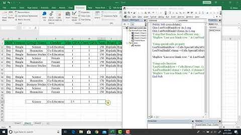 Last non blank row and column number using VBA