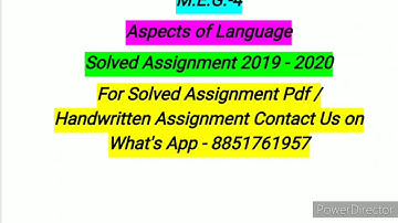 MEG 4 Solved Assignment 2020 | MEG 04 Aspects of Language Solved Assignment 2020 | MEG 4 ASSIGNMENT