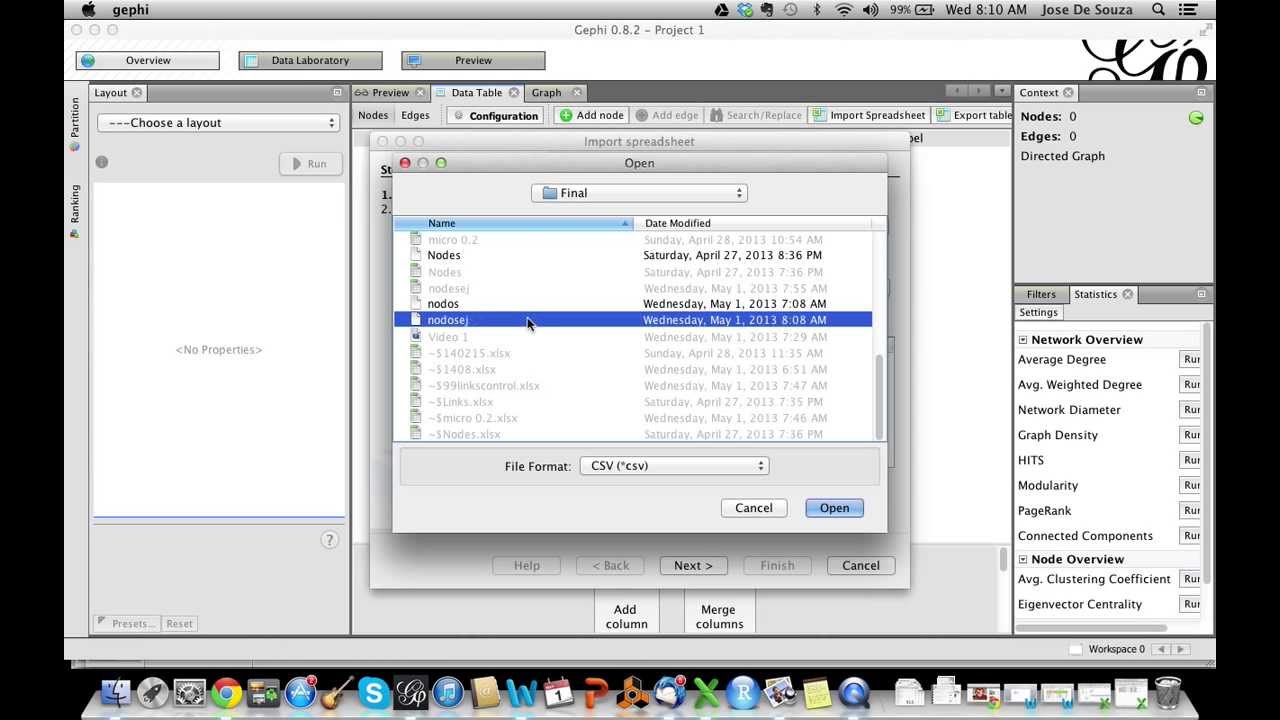 Como elaborar un archivo CSV para exportar a Gephi