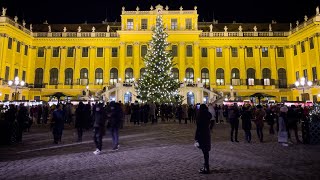 Christmas Market Schloß Schönbrunn Vienna, Walking Tour 2021, Austria | 4K Hdr | Asmr