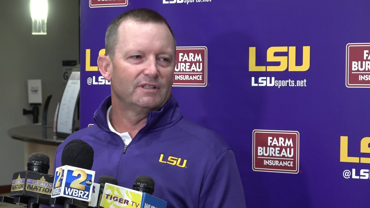 LSU Jay Johnson state of Tigers baseball team, previews ULL game - YouTube